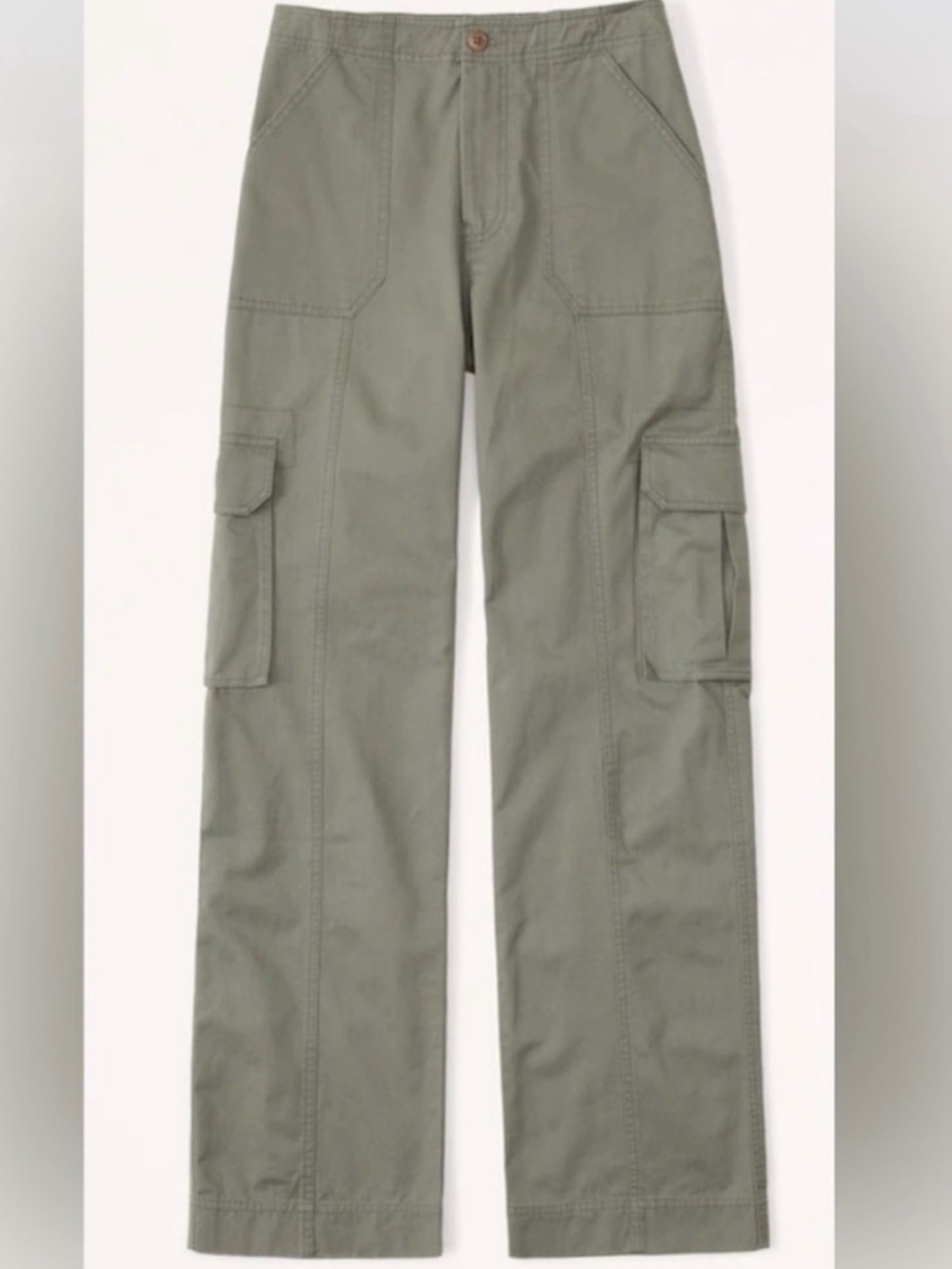 Abercrombie & Fitch High Rise Relaxed Cargo Pants SZ 12 Olive Green SHORT NWOT